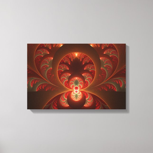 Toile Fractale orange rouge moderne abstraite lumineuse (Recto)