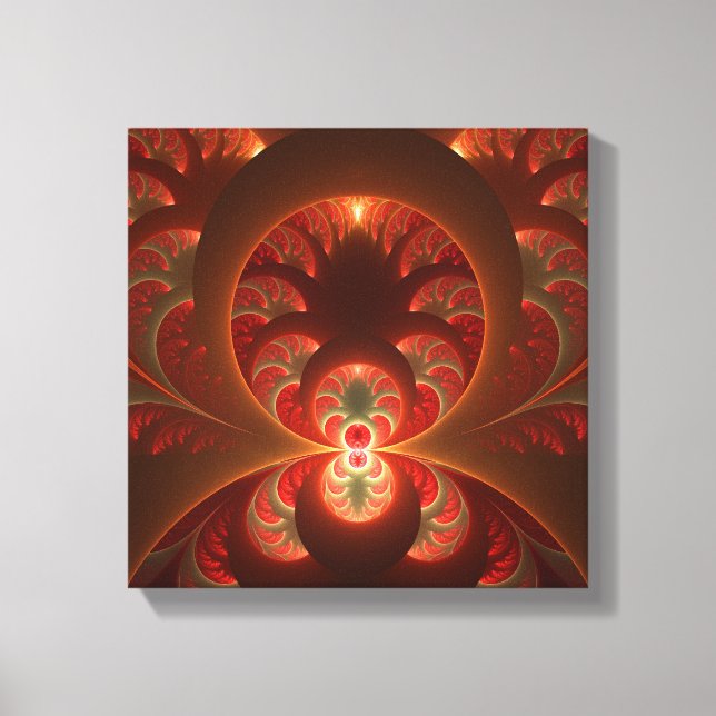Toile Fractale orange rouge moderne abstraite lumineuse (Recto)