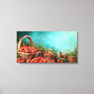 Toile Fraises et poulets