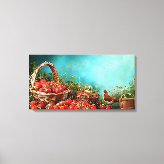 Toile Fraises et poulets (Recto)