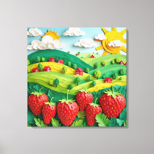 Toile Fraises fraîches exposées sur Greenfield  (Recto)