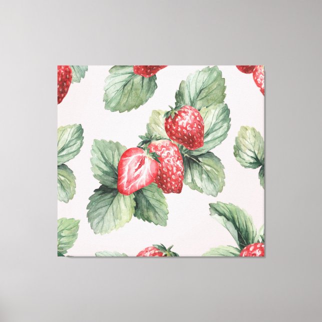 Toile Fraises mûres d'été : Aquarelle rose (Recto)
