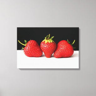 Toile Fraises Noir sur Blanc 24x16 (60x40cm)wacm