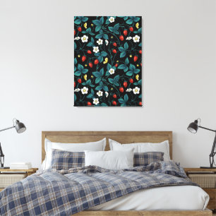 Toile Fraises sauvages rouge/jaune/bleu/noir
