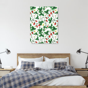 Toile Fraises sauvages rouge/jaune/vert/blanc cassé