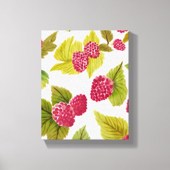 Toile Framboises Rouges Aquarelle Fruit Moderne (Recto)