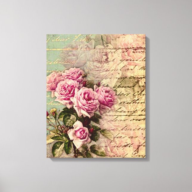 Toile francais chic, shabby chic, roses roses roses, flo (Recto)
