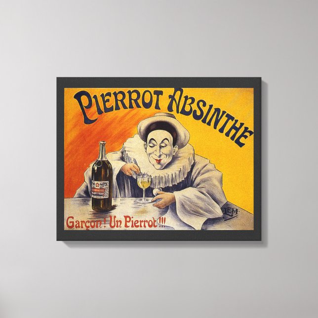 Toile Français vintage Pierrot Absinthe Publicité (Recto)