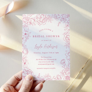 TOILE FRANÇAISE ROSE Invitation de douche nuptiale