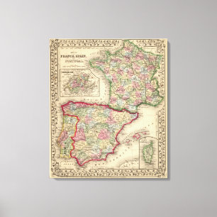 Toile France, Espagne, Portugal Carte par Mitchell