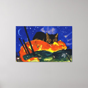 Toile Franz Marc - Deux Chats, célèbre peinture,