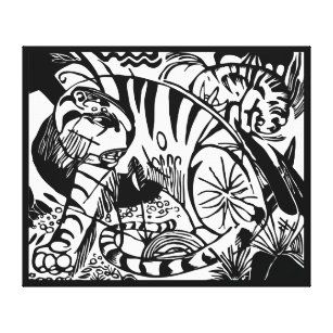 Toile Franz Marc - Tigre noir et blanc - Art Abstrait
