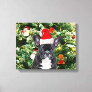 Toile French Bulldog Arbre de Noël Ornements Snowman