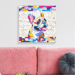 Toile French Bulldog -Frenchie - mosaïque colorée