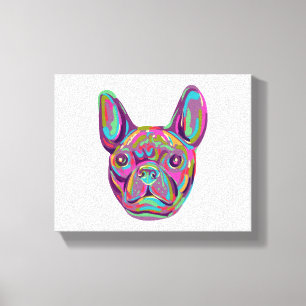 Toile French Bulldog Tête Française Pop style art