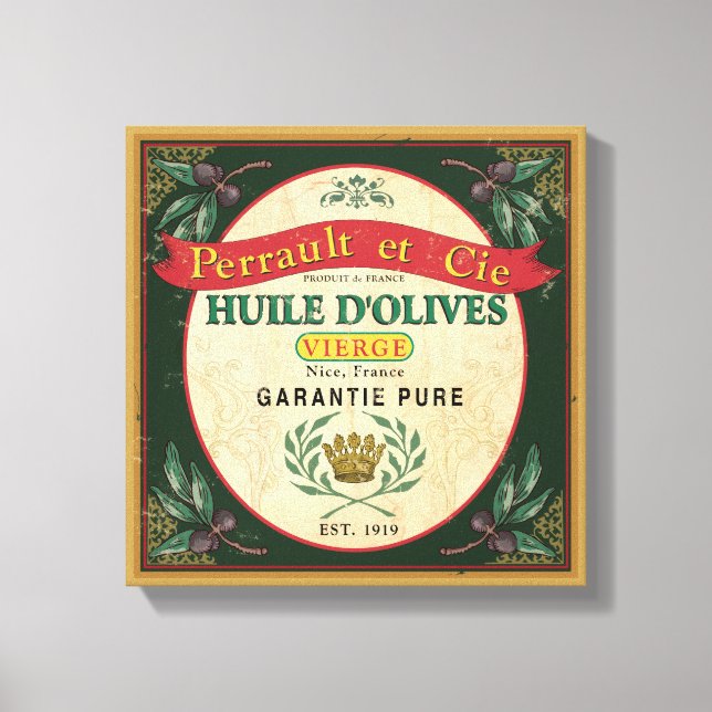 Toile French Vintage Look Huile Étiquette Art Canvas (Recto)