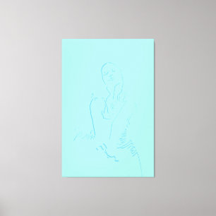 Toile Fresh Watercolor Line Art Dancing Femme