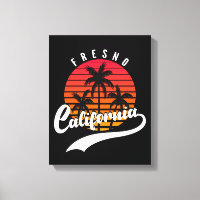 Fresno Retro Sunset Canvas Imprimer