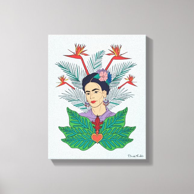 Toile Frida Kahlo | Oiseaux de Paradis Floral Graphic (Recto)