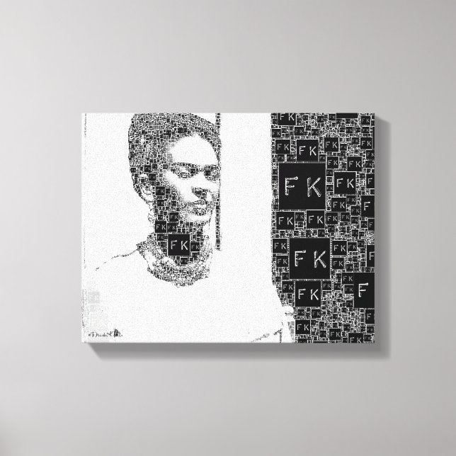 Toile Frida Kahlo Portrait noir et blanc (Recto)