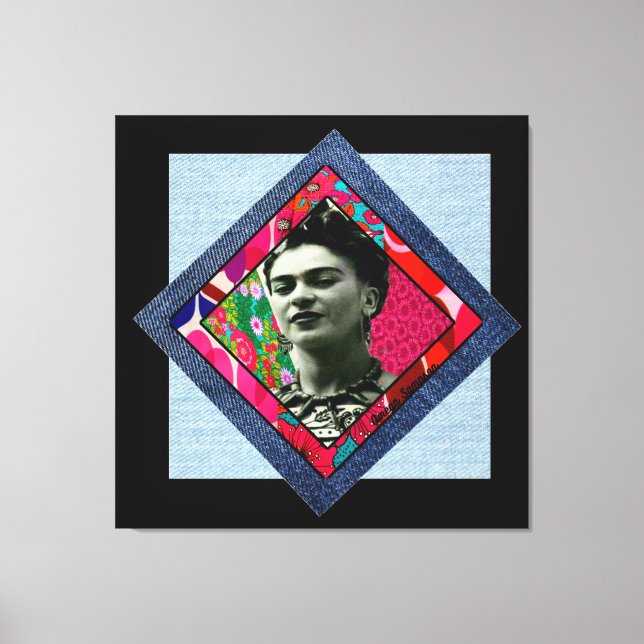 Toile Frida Kahlo Retro Pink Denim (Recto)