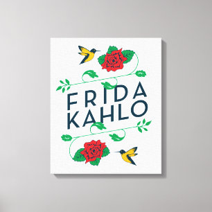 Toile Frida Kahlo   Typographie florale