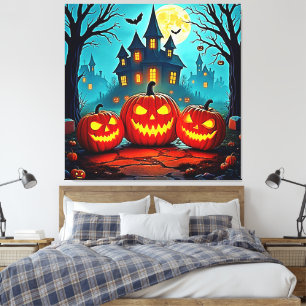 Toile Frissons de maison hantée une nuit effrayante
