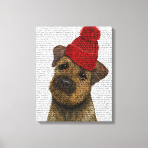Toile Frontière Terrier avec le casquette rouge de