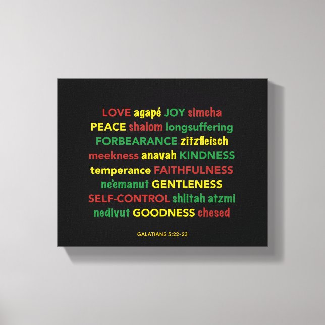 Toile FRUIT DE L'ESPRIT Galates Christian Hébreu (Recto)