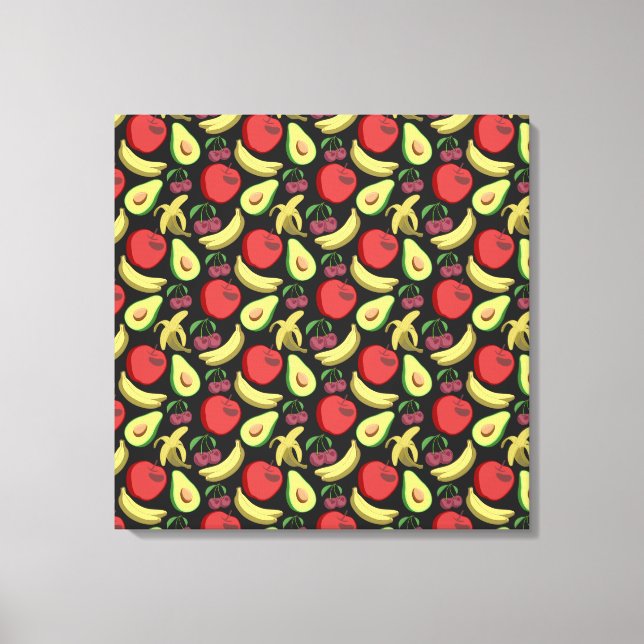 Toile Fruit motif transparent | fruits tropicaux colorés (Recto)