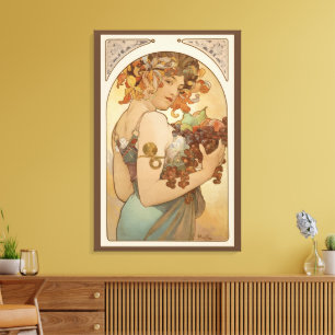 Toile Fruit par Alphonse Mucha, Art Nouveau vintage