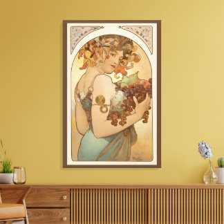 Toile Fruit par Alphonse Mucha, Art Nouveau vintage