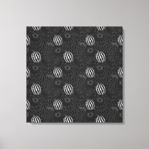 Toile Fruit sans couture motif noir et blanc Tropical