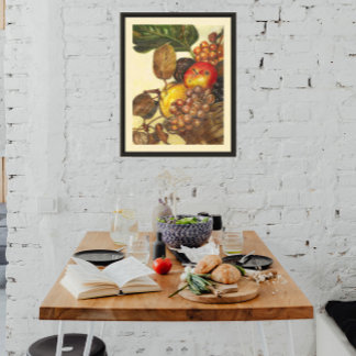 Toile Fruit Still Life Framed Art - Kitchen Decor