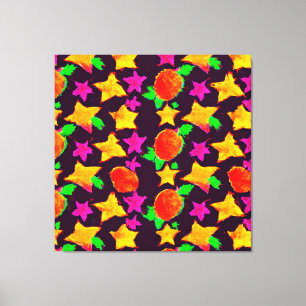 Toile Fruits colorés dynamiques et étoiles Art Motif