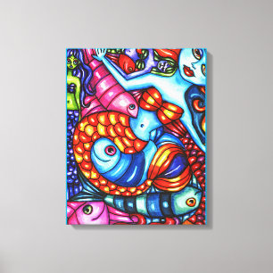 Toile Fruits de mer Poisson Abstrait peinture originale