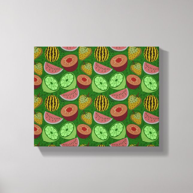 Toile Fruits tropicaux motifs et vert arrière - plan (Recto)