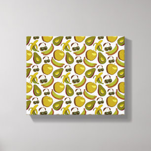 Toile Fruits tropicaux sans couture motif jaune et blanc