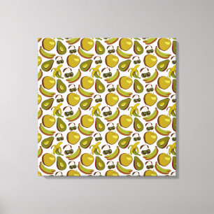 Toile Fruits tropicaux sans couture motif jaune et blanc