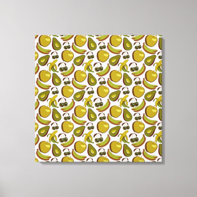 Toile Fruits tropicaux sans couture motif jaune et blanc (Recto)