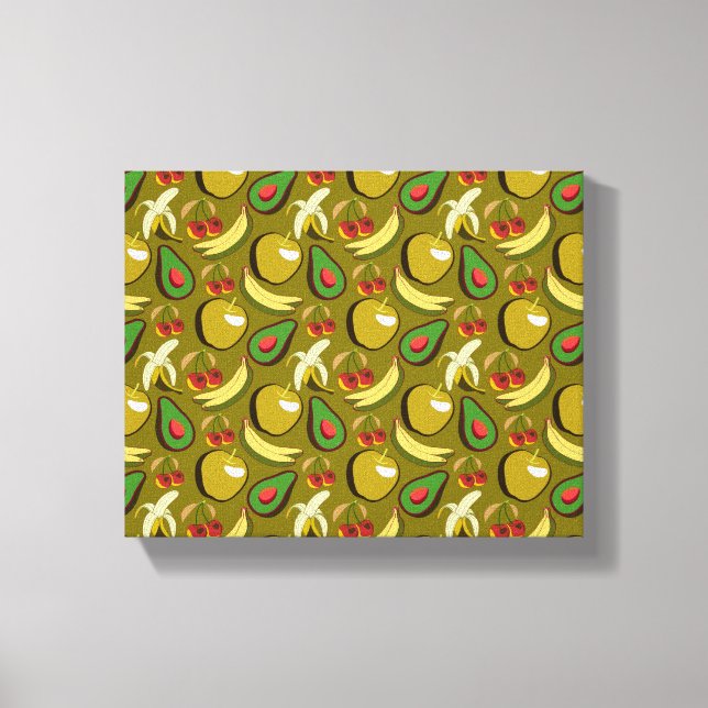 Toile Fruits tropicaux sans soudure motif jaune (Recto)
