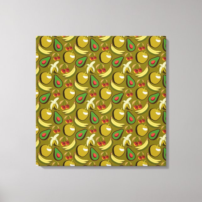 Toile Fruits tropicaux sans soudure motif jaune (Recto)