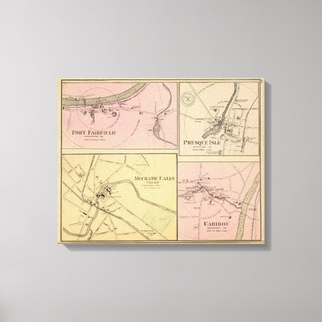 Toile Ft Fairfield, Presque Isle, Caribou Carte (Recto)