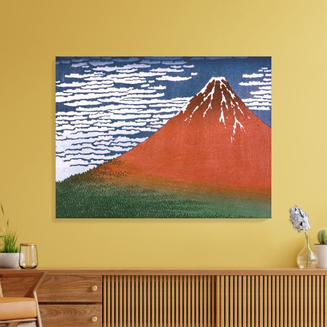 Toile Fuji rouge, Aka Fujiyama Volcan Katsushika Hokusai (Insitu(Salon))
