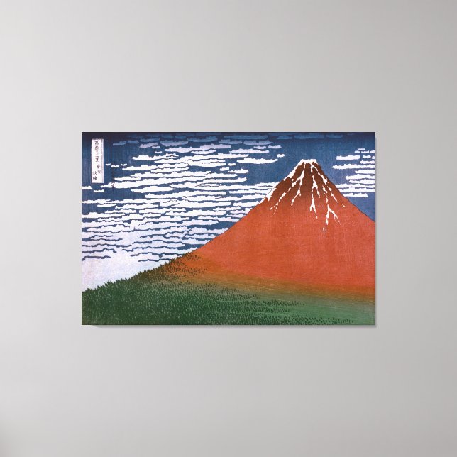 Toile Fuji rouge, Aka Fujiyama Volcan Katsushika Hokusai (Recto)
