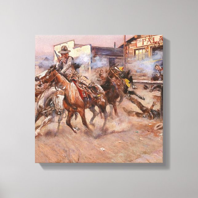 Toile "Fumée d'un 45" par Charles M Russell (Recto)