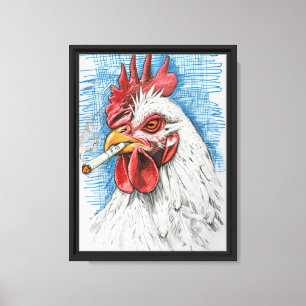 Toile Fumer le poulet Art amusant