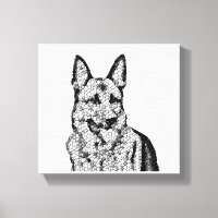 Fun B&W Mosaic Allemand Berger Enveloppé Canvas