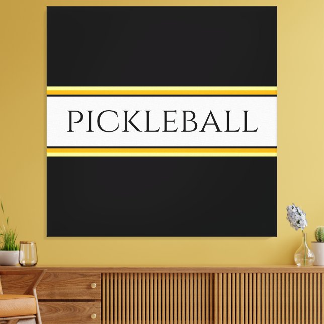 Toile Fun Black Blanc Orange PICKLEBALL Stripes de cours (Insitu(Salon))