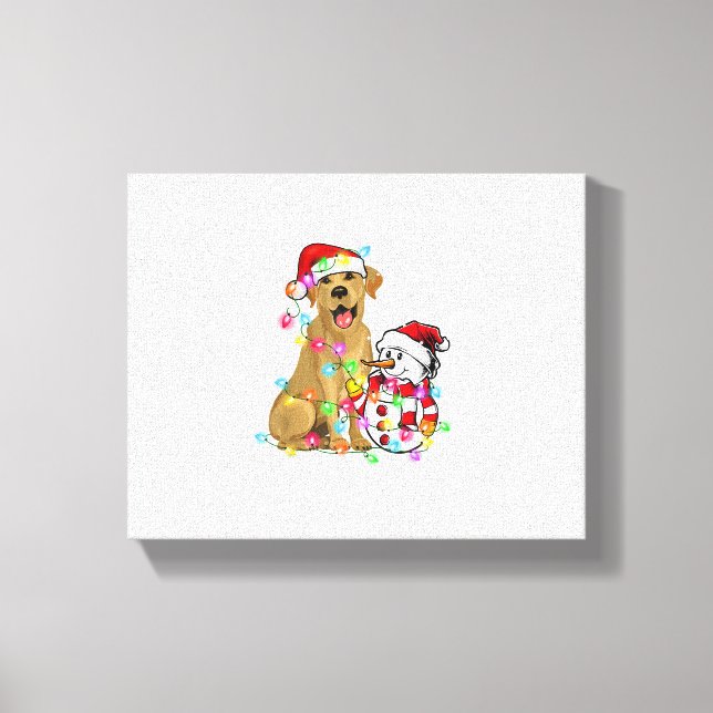 Toile Funky Labrador Chien Noël Tee Snowman Xmas Ligh (Recto)